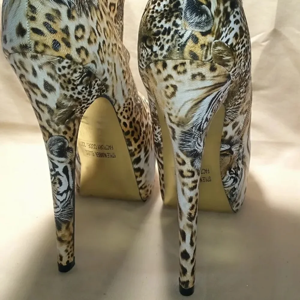 COPY - SEXY BUMPER HIGH HEELS PLATFORM TIGER KING  PRINT Sz 10 Stiletto - Picture 11 of 11